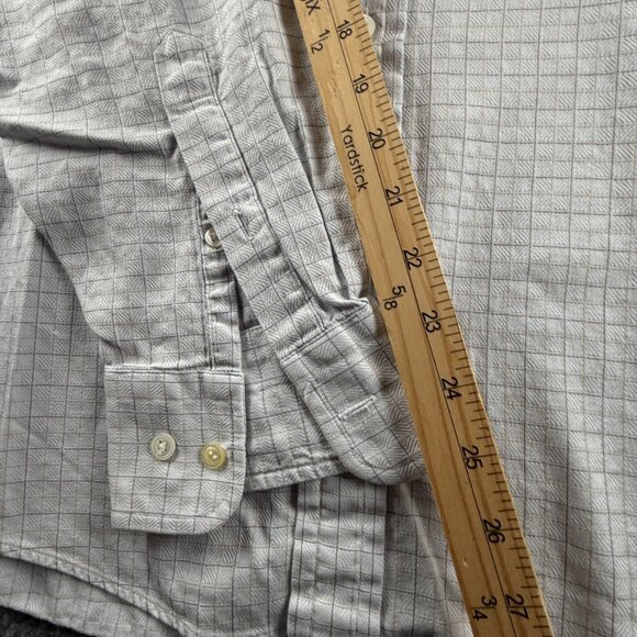 Faconnable All Cotton USA XL Check Gray Pocket Long Sleeve Shirt Men Button Up - Picture 9 of 14